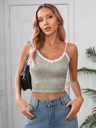 Hugcitar Leopard Print Lace Patchwork Crop Cami Y2K Slim Fit Festival Party Top 1