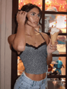 Hugcitar Leopard Print Lace Patchwork Crop Cami Y2K Slim Fit Festival Party Top 2