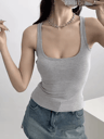 Sculpted Square Neck Tank Top For Women Sleek Fitted Sleeveless Essential 6