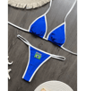 Embroidered Brazil Flag Bikini Contrast Split Patchwork Swimsuit 0