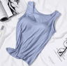 Womens Tank Top With Built In Bra Padded Slim Fit Summer Vest 4
