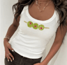 Combhasaki Glitter Pearl Crop Top Sheer Beaded Sleeveless Vest 4