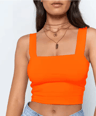 Womens Square Neck Crop Top Backless Off Shoulder Summer Tank 2