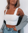 Womens Square Neck Crop Top Backless Off Shoulder Summer Tank 5