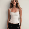 Womens Shoulder Bared Slim Fit Top Double Rope Strap Vest 2