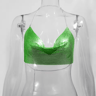 Womens Metallic Halter Crop Top Glitter Backless Corset Cami 2