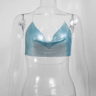Womens Metallic Halter Crop Top Glitter Backless Corset Cami 8