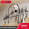 NoDrill Wall Mounted Kitchen Hook Rack With Storage Rail Organizer 2