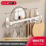 NoDrill Wall Mounted Kitchen Hook Rack With Storage Rail Organizer 6