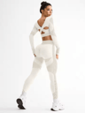 2Piece Seamless Womens Yoga  Running Set Breathable Fitness Suit 2