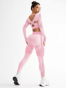 2Piece Seamless Womens Yoga  Running Set Breathable Fitness Suit 3