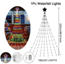 Pentagram Star Waterfall String Lights Waterproof LED Christmas Fairy Lights 2