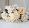 VintageBloom Silk Rose Bouquet  Retro Peony  Hydrangea Artificial Bridal Flower Arrangement 12