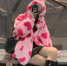 Harajuku Heart Plush Hooded Jacket  Cozy Plush Winter Jacket Women 4