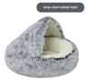 CozyShell Plush Pet Bed  SemiEnclosed Warm Cat Nest For Winter Comfort 3