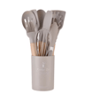 12Piece Silicone Kitchen Utensil Set  NonStick Cooking Tools With Wooden Handles 1