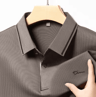 Mens Long Sleeve Polo Shirt With Badge  Breathable Business Casual Top 0