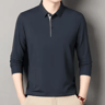 Mens Long Sleeve Polo Shirt 2025 Business Casual Breathable Solid Color Top 1