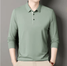 Mens Long Sleeve Polo Shirt 2025 Business Casual Breathable Solid Color Top 3