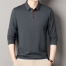 Mens Long Sleeve Polo Shirt 2025 Business Casual Breathable Solid Color Top 4