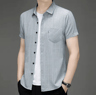 Mens WrinkleFree Printed Shirt  Short Sleeve Business Casual NoIron Top 2