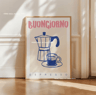 Bon Appetit Coffee Canvas Wall Art  Moka Pot Espresso Poster For Kitchen Decor 15