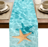 Watercolor Starfish Ocean Table Runner  Coastal Linen Table Decor For Dining  Parties 1