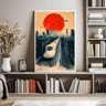 Tokyo Rainy Night Railway Canvas Print  Retro Japanese Cityscape Wall Art Decor 2