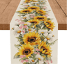 Sunflower Daisy Linen Table Runner Colorful Farmhouse Floral Decor For Spring  Summer 2
