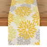 Blue Dahlia Floral Linen Table Runner Elegant Spring  Summer Table Decor 6