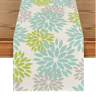 Blue Dahlia Floral Linen Table Runner Elegant Spring  Summer Table Decor 7