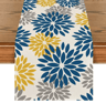 Blue Dahlia Floral Linen Table Runner Elegant Spring  Summer Table Decor 8