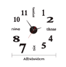 Large 3D DIY Silent Wall Clock Modern Frameless Wall Sticker Decor 3