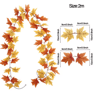 Artificial Maple Leaf Garland  Autumn Vine Decor For Thanksgiving  Halloween 9