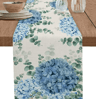 Blue Hydrangea  Eucalyptus Table Runner  Elegant Floral Farmhouse  Wedding Decor 1
