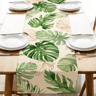 Tropical Palm Leaf Linen Table Runner Fresh Summer Greenery Dining  Party Decor 1