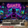 VIKAMA Gamer Neon Tapestry Fluorescent Wall Decor For Gaming  ESports Rooms 0