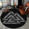 Viking Valknut Tree Of Life Round Rug Nordic Mythology NonSlip Area Carpet For Home Decor 3