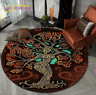 Viking Valknut Tree Of Life Round Rug Nordic Mythology NonSlip Area Carpet For Home Decor 6