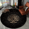 Viking Valknut Tree Of Life Round Rug Nordic Mythology NonSlip Area Carpet For Home Decor 17