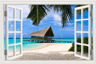 3D Beach Window Wall Sticker Ocean View SelfAdhesive Wall Mural Decor 2