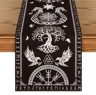 Vintage Viking Raven Linen Table Runner Norse Helm Of Awe Dining Decor 3