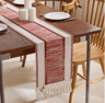 Nordic Boho Striped Green Table Runner Handwoven Tassel Decor For Rustic Tables 3