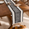 Nordic Boho Striped Green Table Runner Handwoven Tassel Decor For Rustic Tables 4