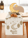 Ramadan Kareem Linen Table Runner Moon  Lantern Eid Table Decor 1