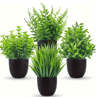 4 Pack Mini Artificial Potted Plants Fake Bonsai Greenery For Home  Office Decor 1