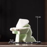 White Ceramic Samurai Figurine  Blanc De Chine Geometric Oriental Warrior Decor 15
