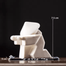 White Ceramic Samurai Figurine  Blanc De Chine Geometric Oriental Warrior Decor 16