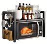 Expandable Microwave Shelf Rack  Adjustable Kitchen Organizer With 6 Hooks 2