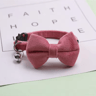 Velvet Bow Tie Cat Collar With Bell  Safety Buckle 1